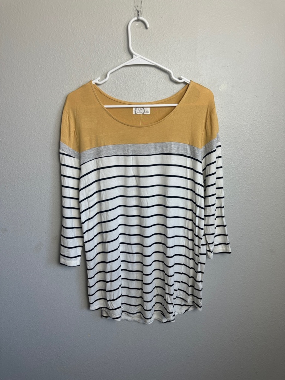Maurices Mustard Striped Long Sleeve